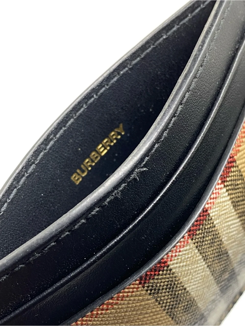 Burberry Black & Beige Vintage Check Card Holder